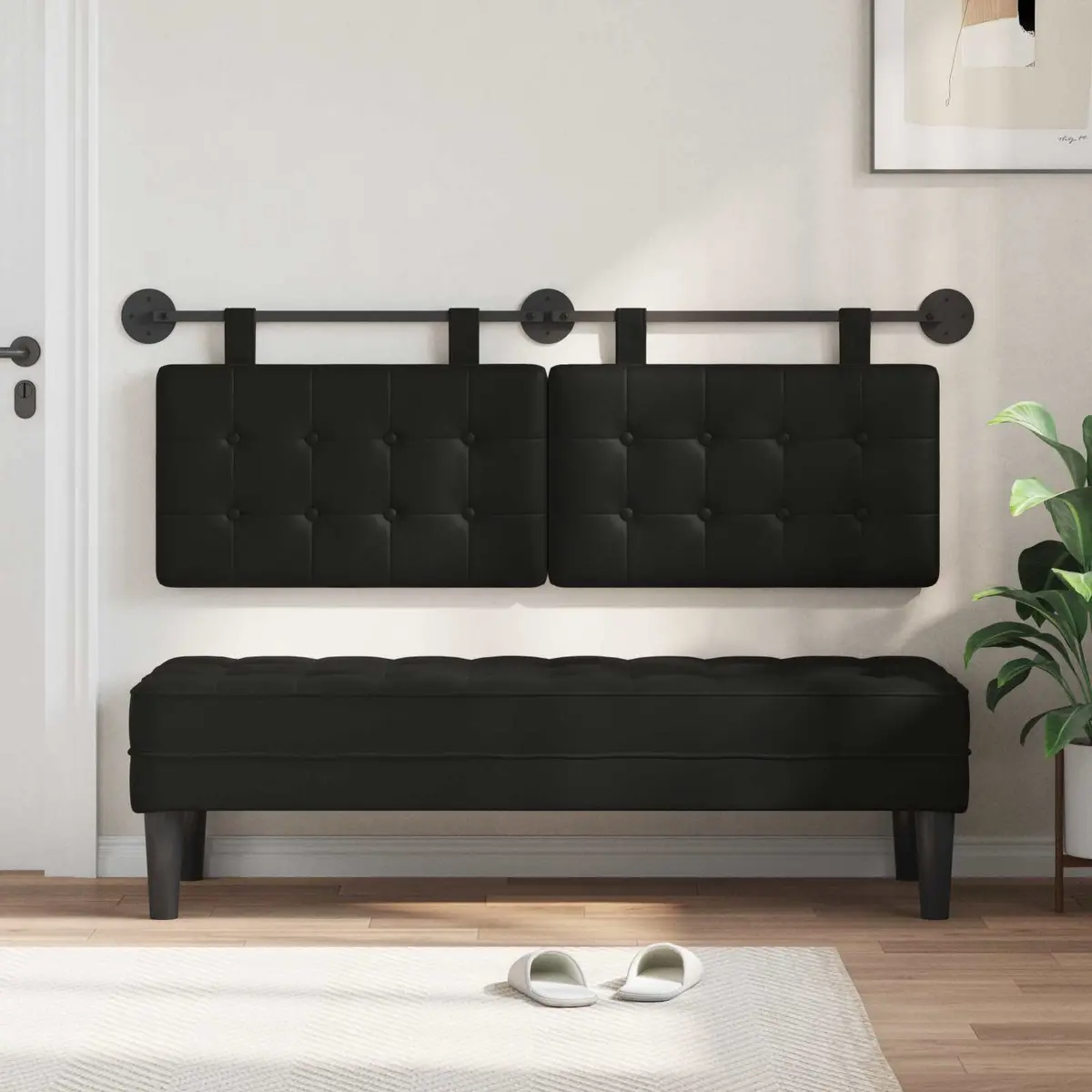 Hanging Headboard Wall Mounted Bedroom Backrest Modern Minimalist Design Black