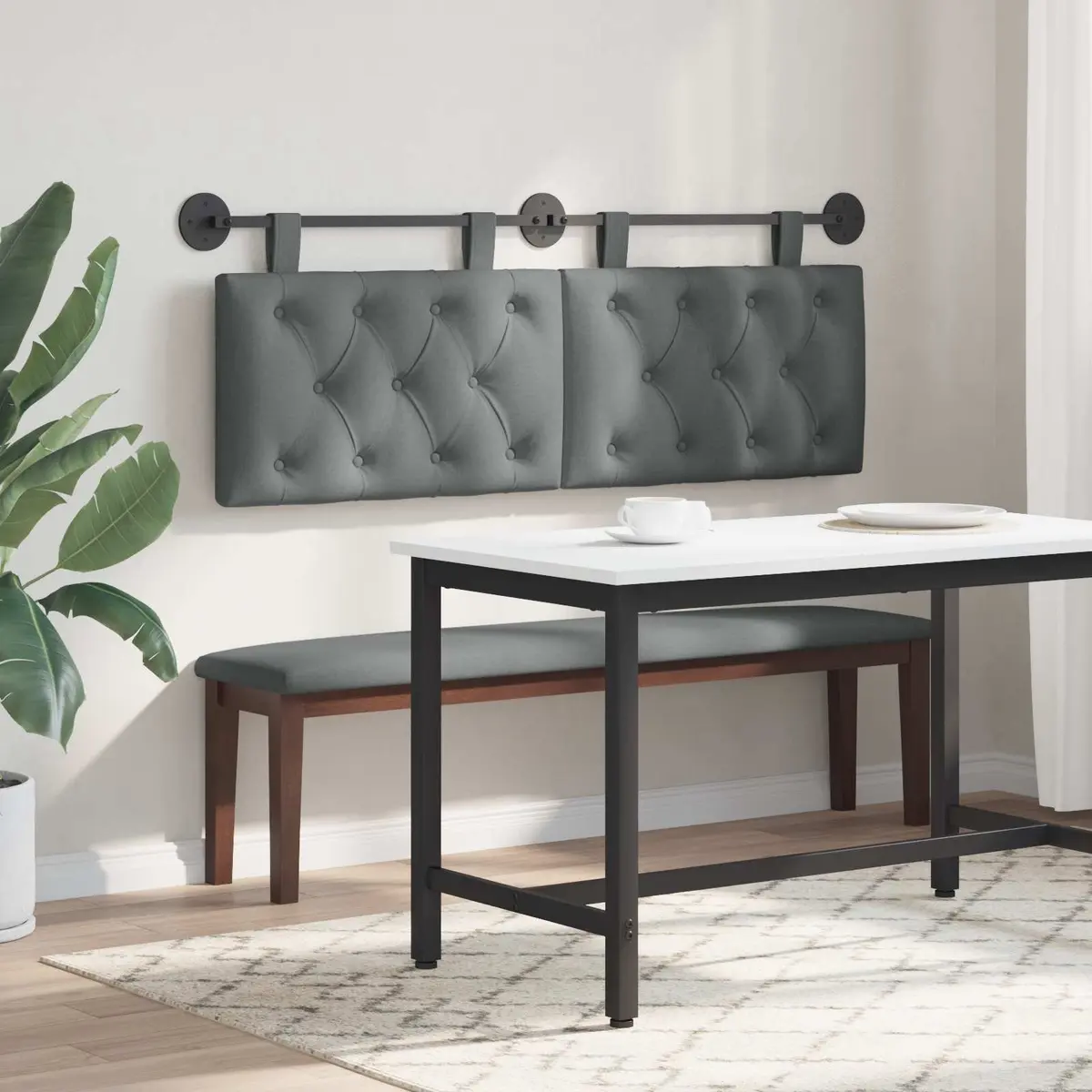 Hanging Headboard Wall-Mounted Bedroom Living Room Home Furniture Grey Fabric