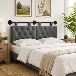 Dark Grey Fabric Hanging Headboard: Specs and Features
