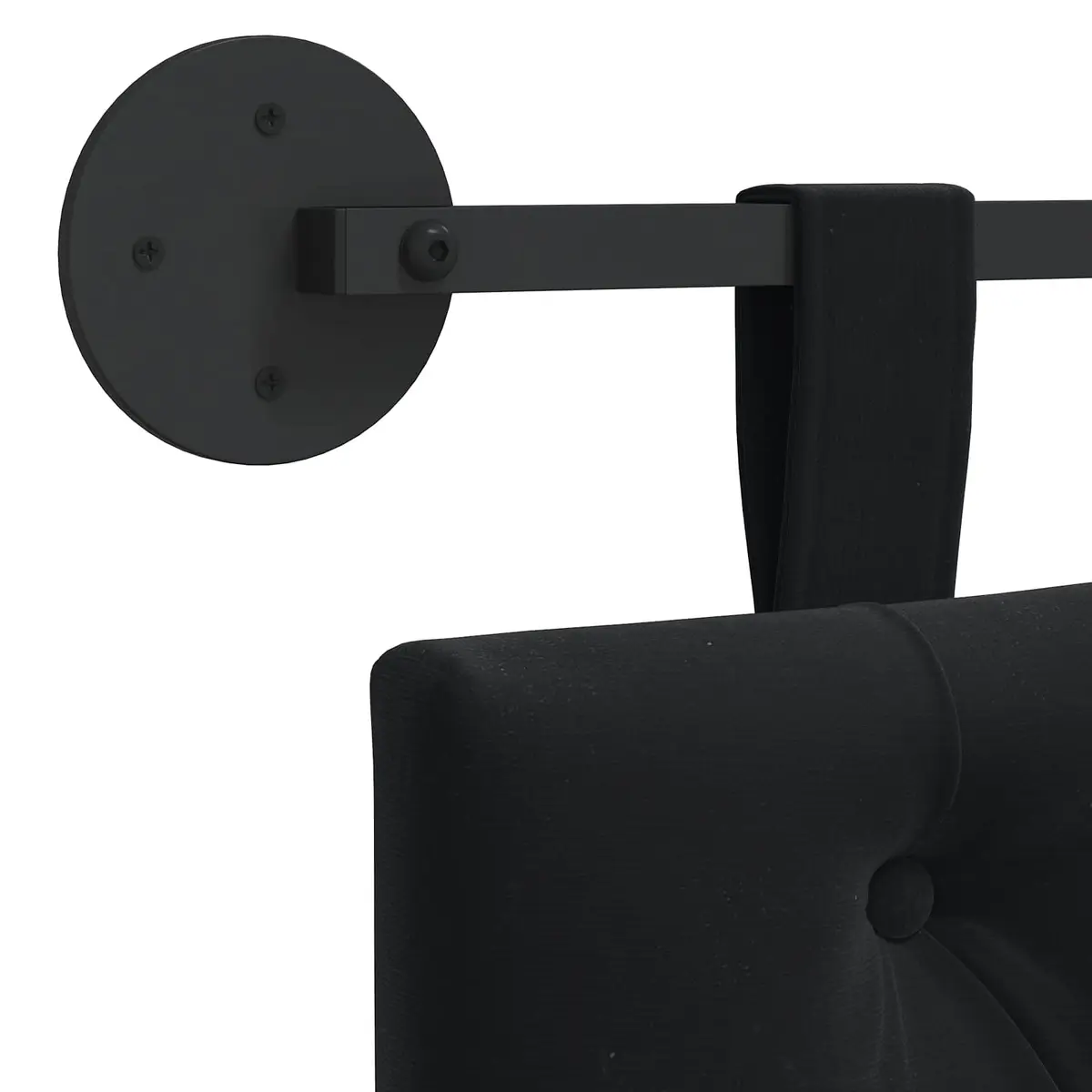 Black Velvet Hanging Headboard with LED