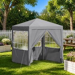 200x200x240cm Party Tent Gazebo: Grey with Steel Frame