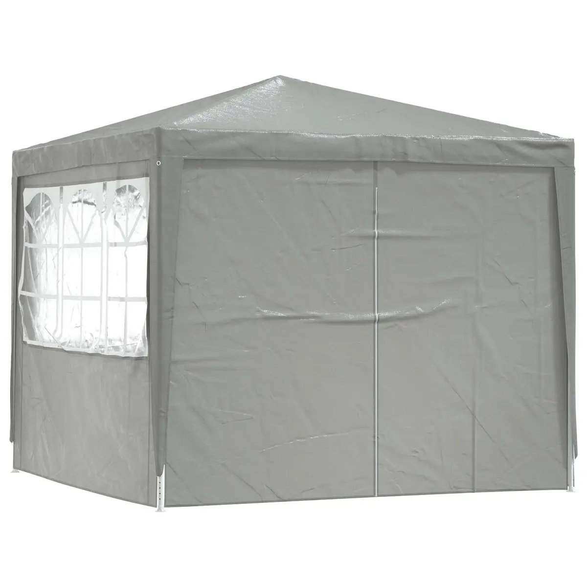 Party Tent Outdoor 250x250x240cm Grey Canopy Steel Frame Zipper Door