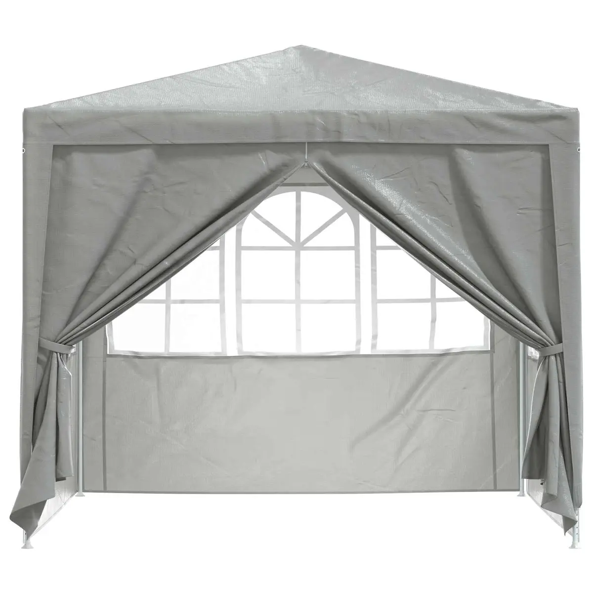 Party Tent Outdoor 250x250x240cm Grey Canopy Steel Frame Zipper Door