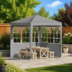 Party Tent Sidewall Set 2pcs Grey PE Steel Panels