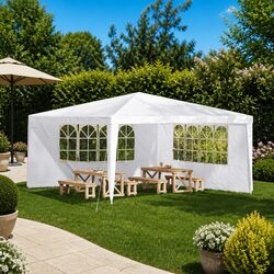 Tent Curtain Set 2 pcs 400 x 195 cm White PE Steel Weather Panels