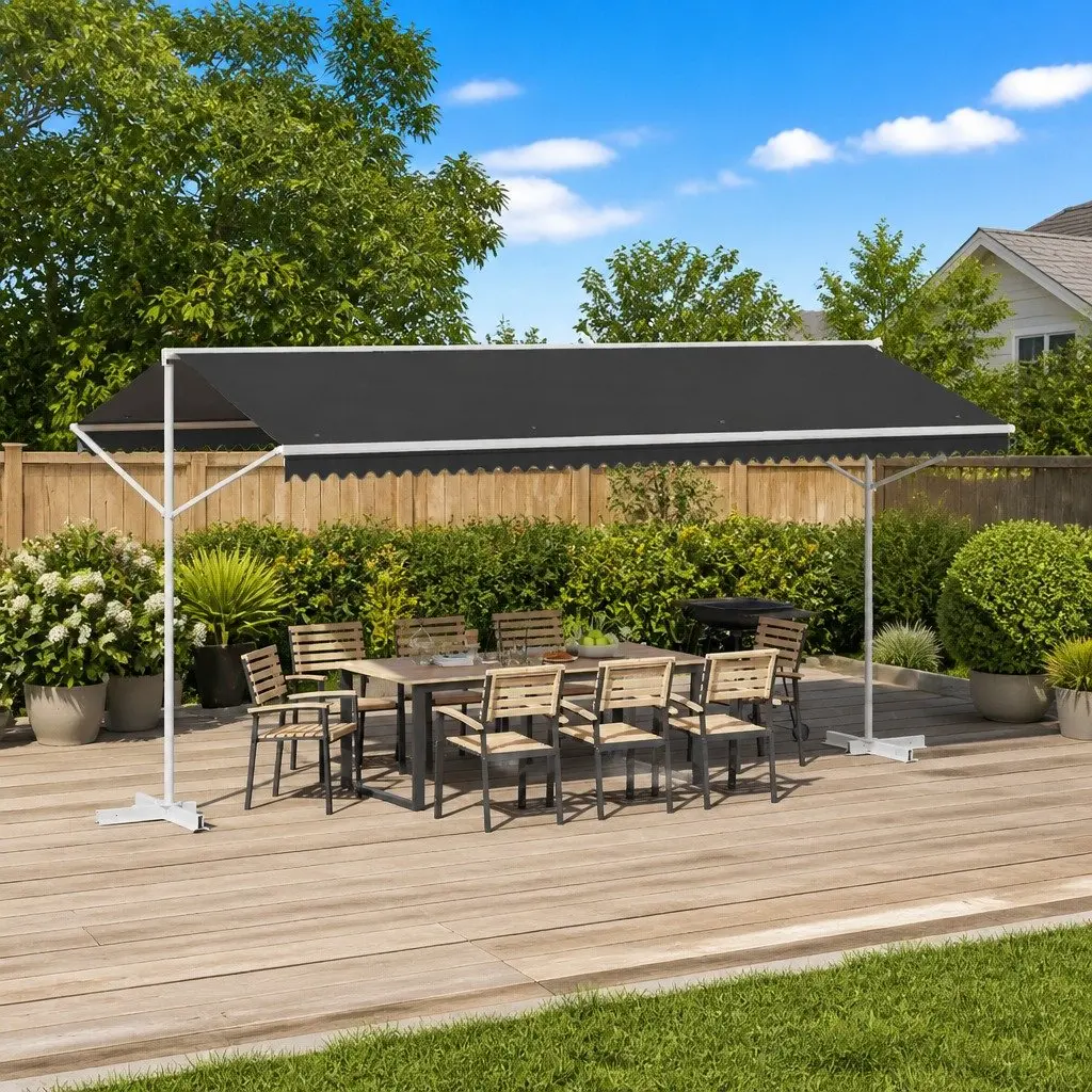 Free Standing Awning Outdoor Patio Garden Shade 5 x 3 m Anthracite Hand Crank