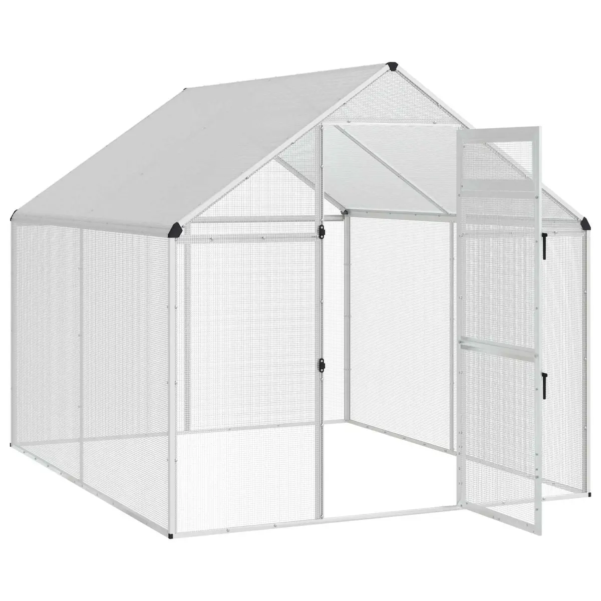 Bird Cage Silver 181.5 x 221 x 173.5 cm Outdoor Garden Welded Wire Mesh Aviary