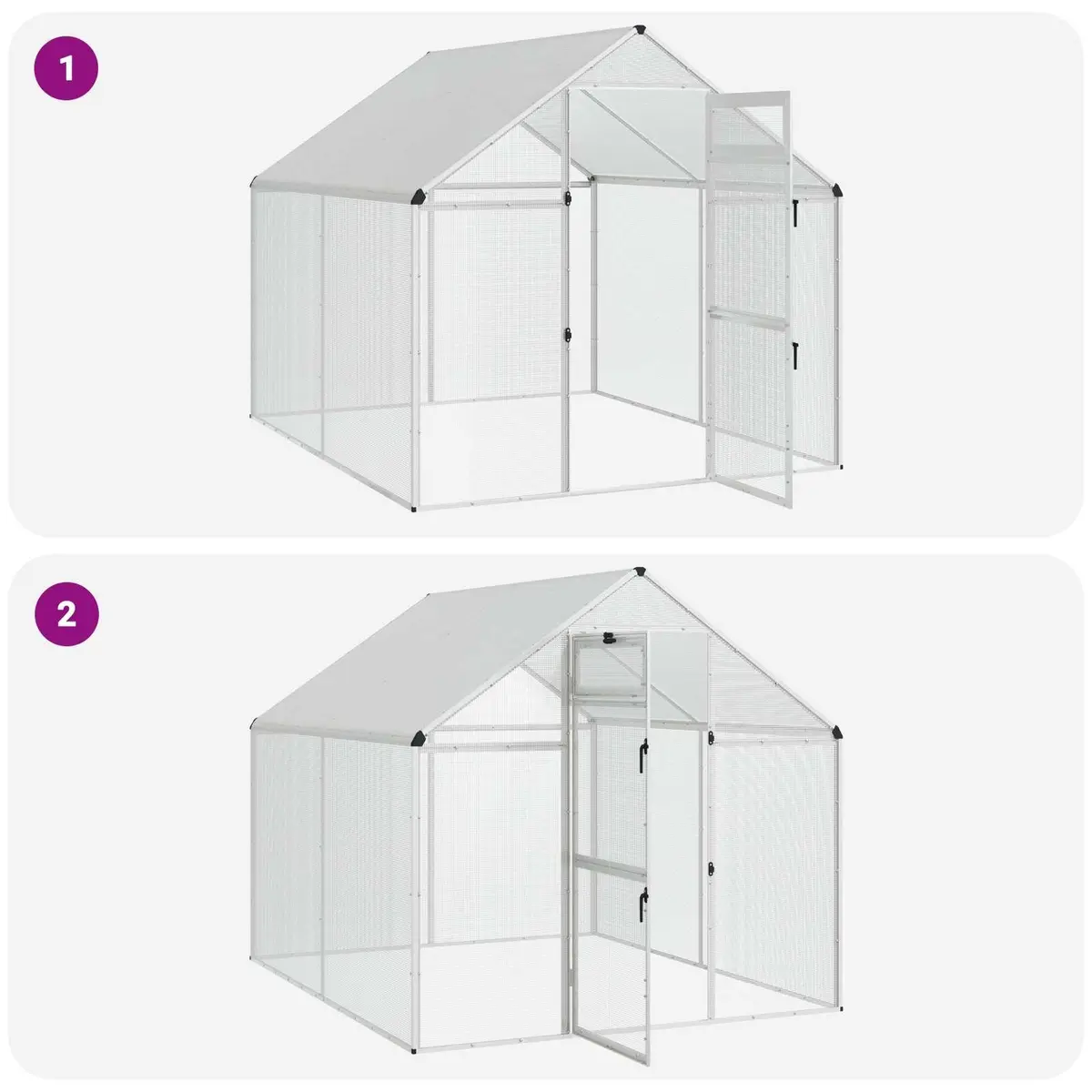 Bird Cage Silver 181.5 x 221 x 173.5 cm Outdoor Garden Welded Wire Mesh Aviary