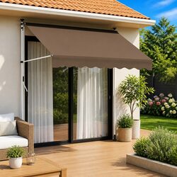 Manual Retractable Awning 300cm Outdoor Patio Garden Shade Sun Protection Hand