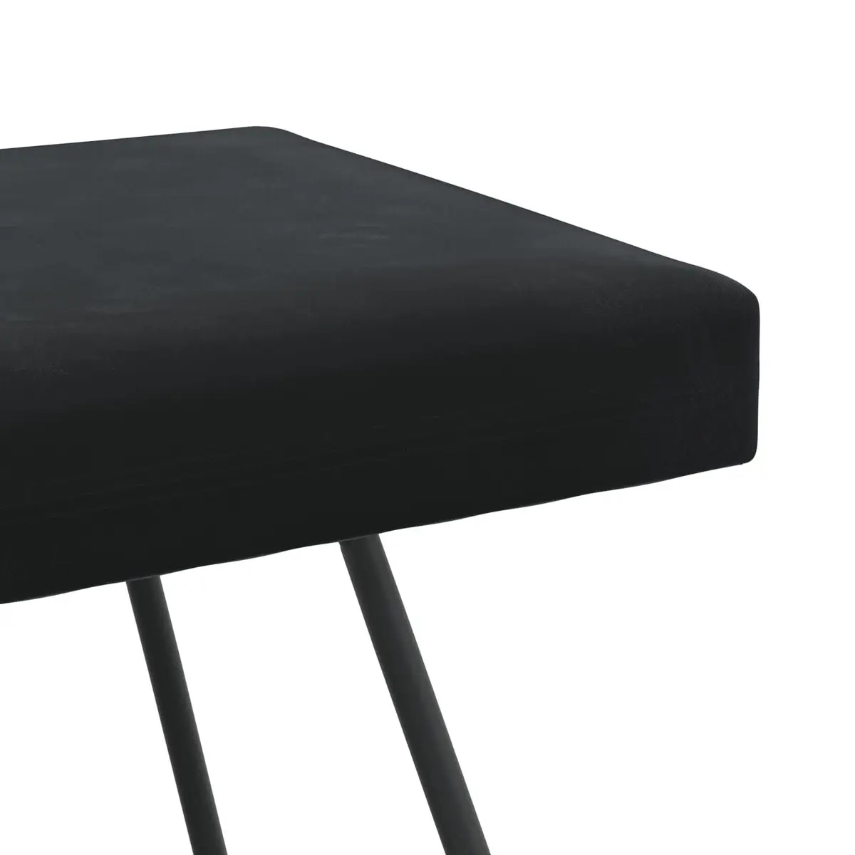 Modern Bench Black Velvet Upholstery Engineered Wood Frame Cross Leg Design