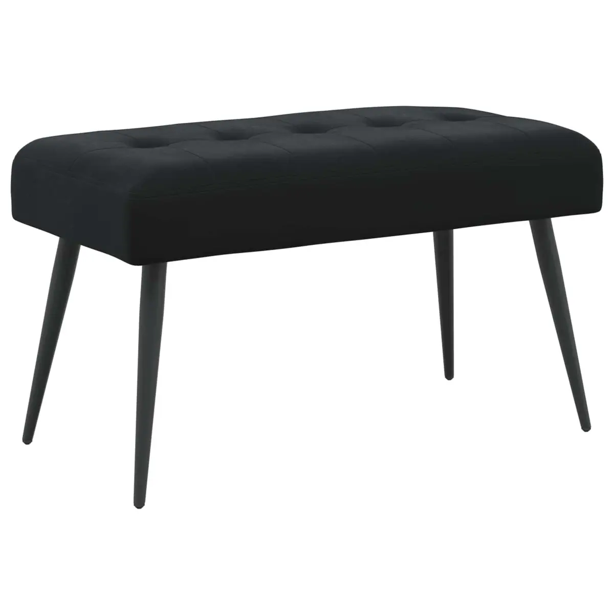 Black Velvet Button Tufted Bench