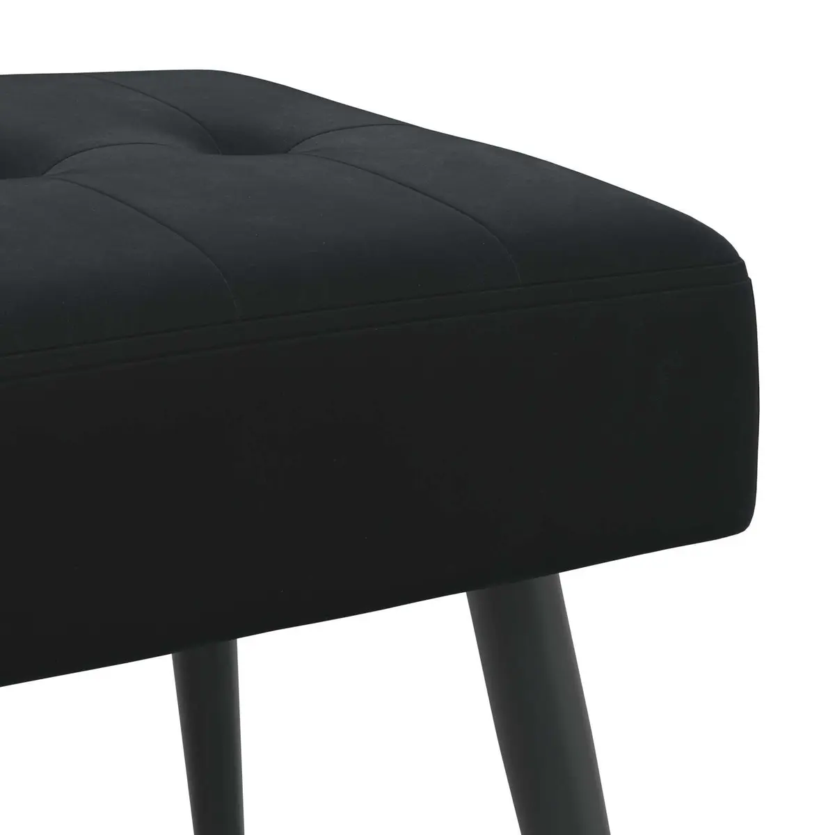 Black Velvet Button Tufted Bench