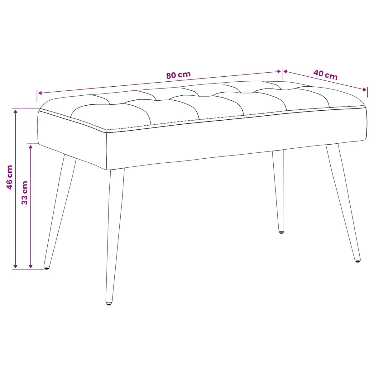 Black Velvet Button Tufted Bench
