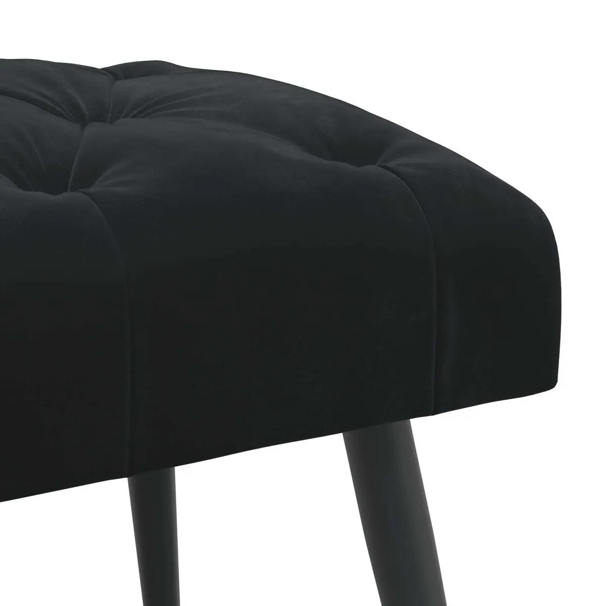 Button Tufted Bench for Home Black Velvet Seat 80 x 40 x 46 cm