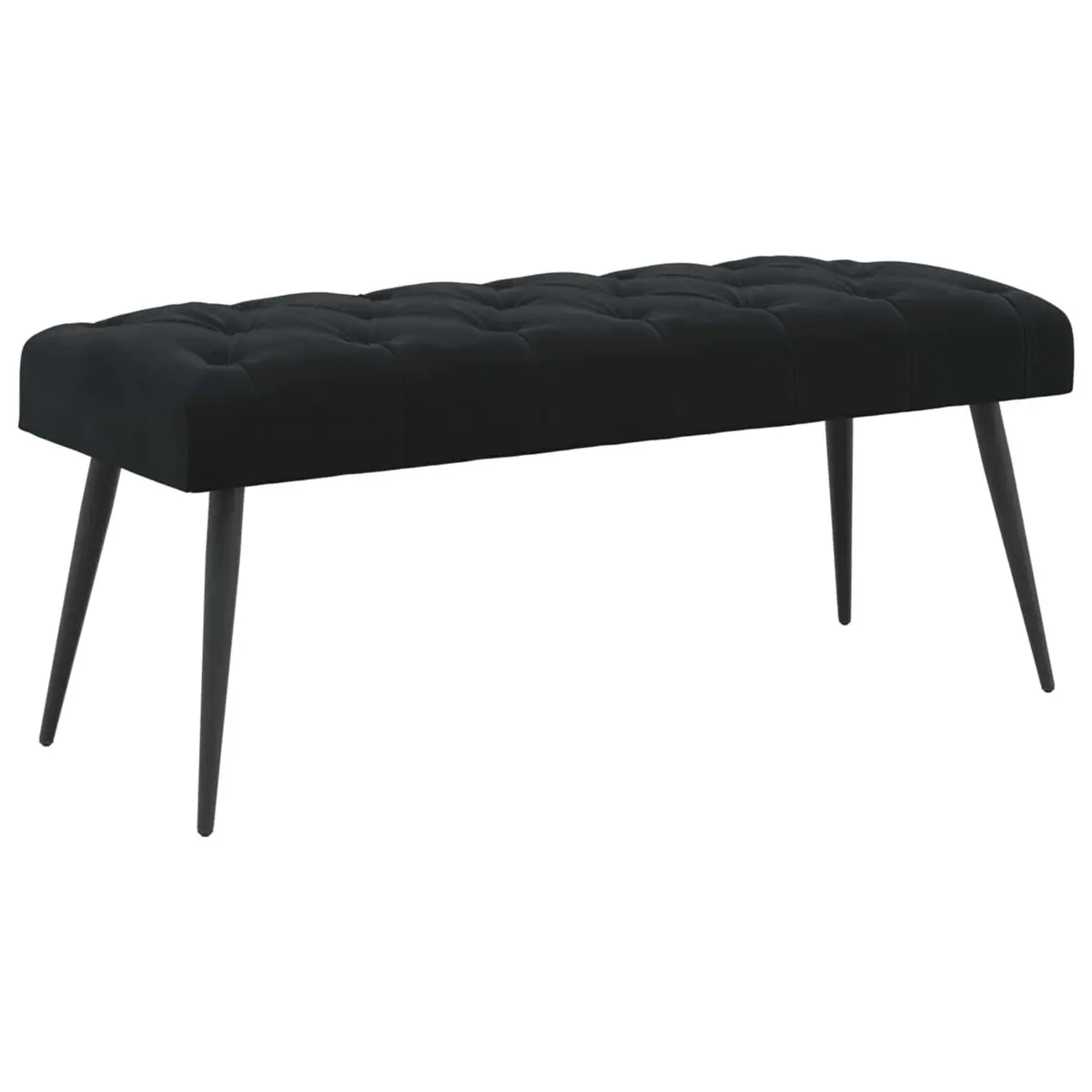 Button Tufted Velvet Bench Black Seat Ottoman Furniture Living Room Bedroom