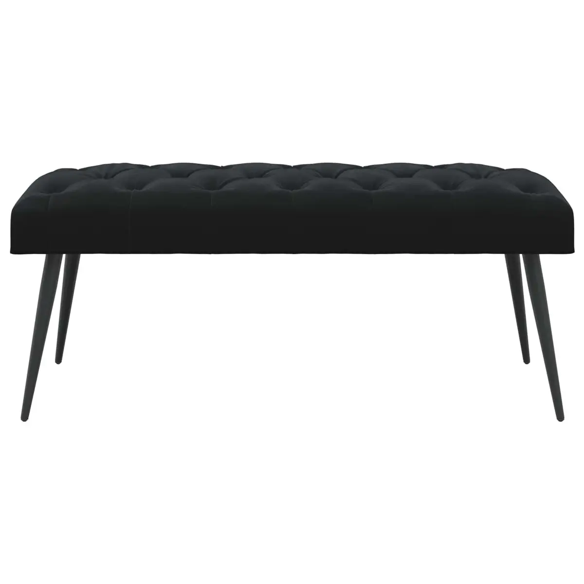 Button Tufted Velvet Bench Black Seat Ottoman Furniture Living Room Bedroom