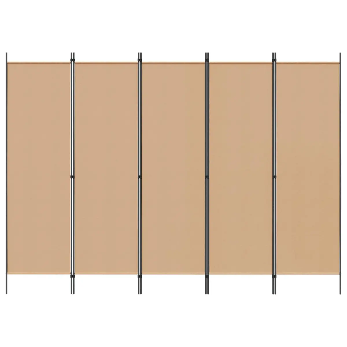 5-Panel Room Divider Folding Privacy Screen 250 x 180 cm Beige Fabric Partition
