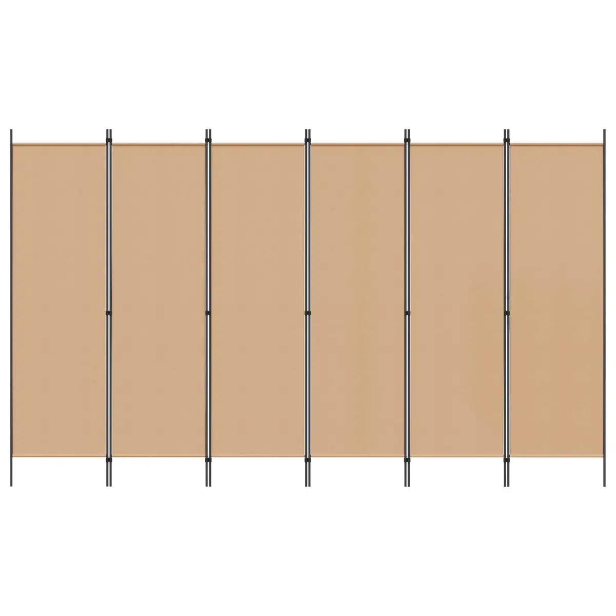 6-Panel Room Divider for Living Room Bedroom Beige Fabric Folding Privacy Screen