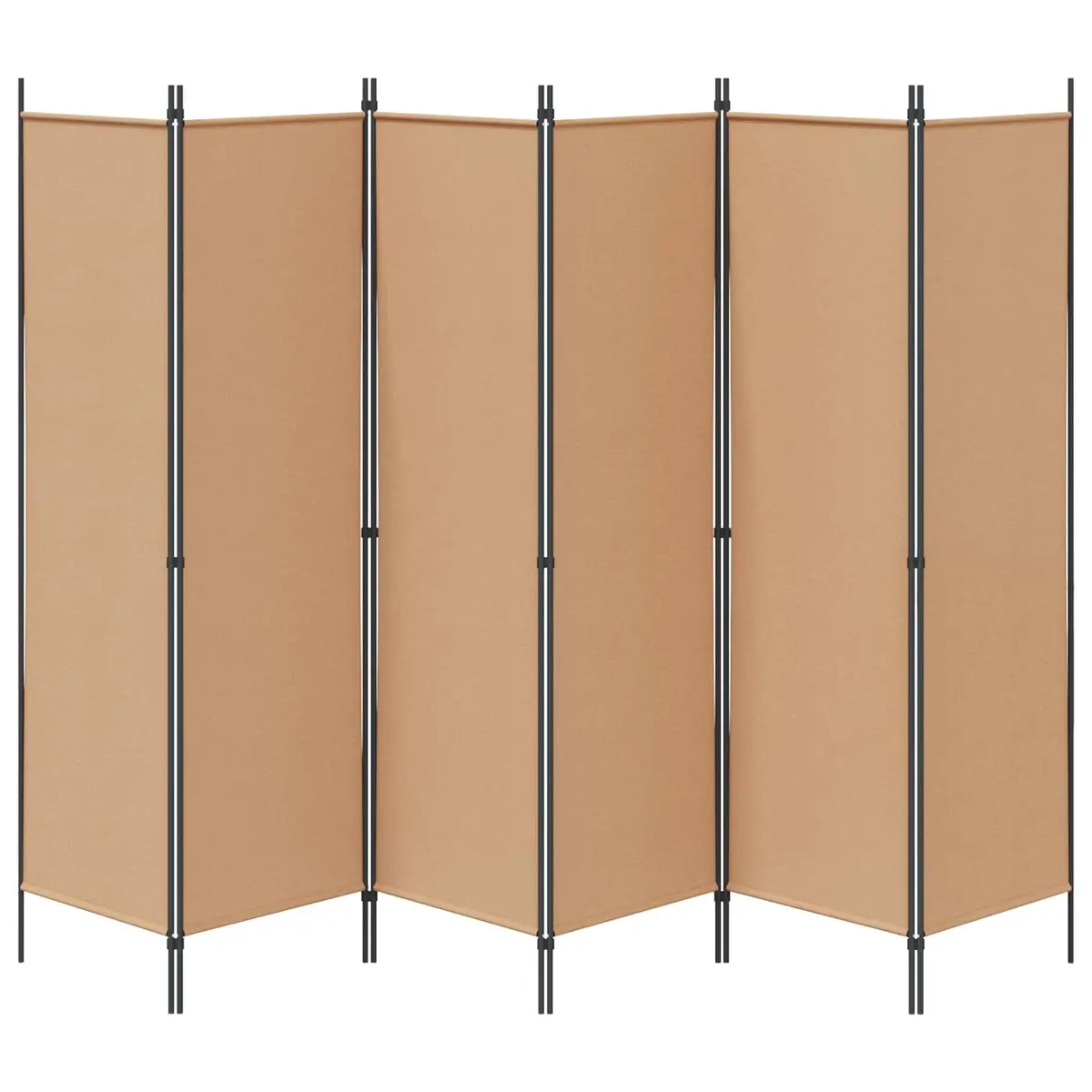 6-Panel Room Divider for Living Room Bedroom Beige Fabric Folding Privacy Screen