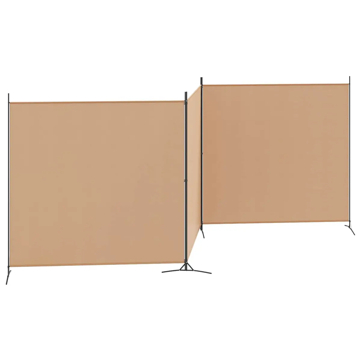 Folding Screen Room Divider Beige Fabric 525 x 180 cm for Bedroom Living Room Privacy