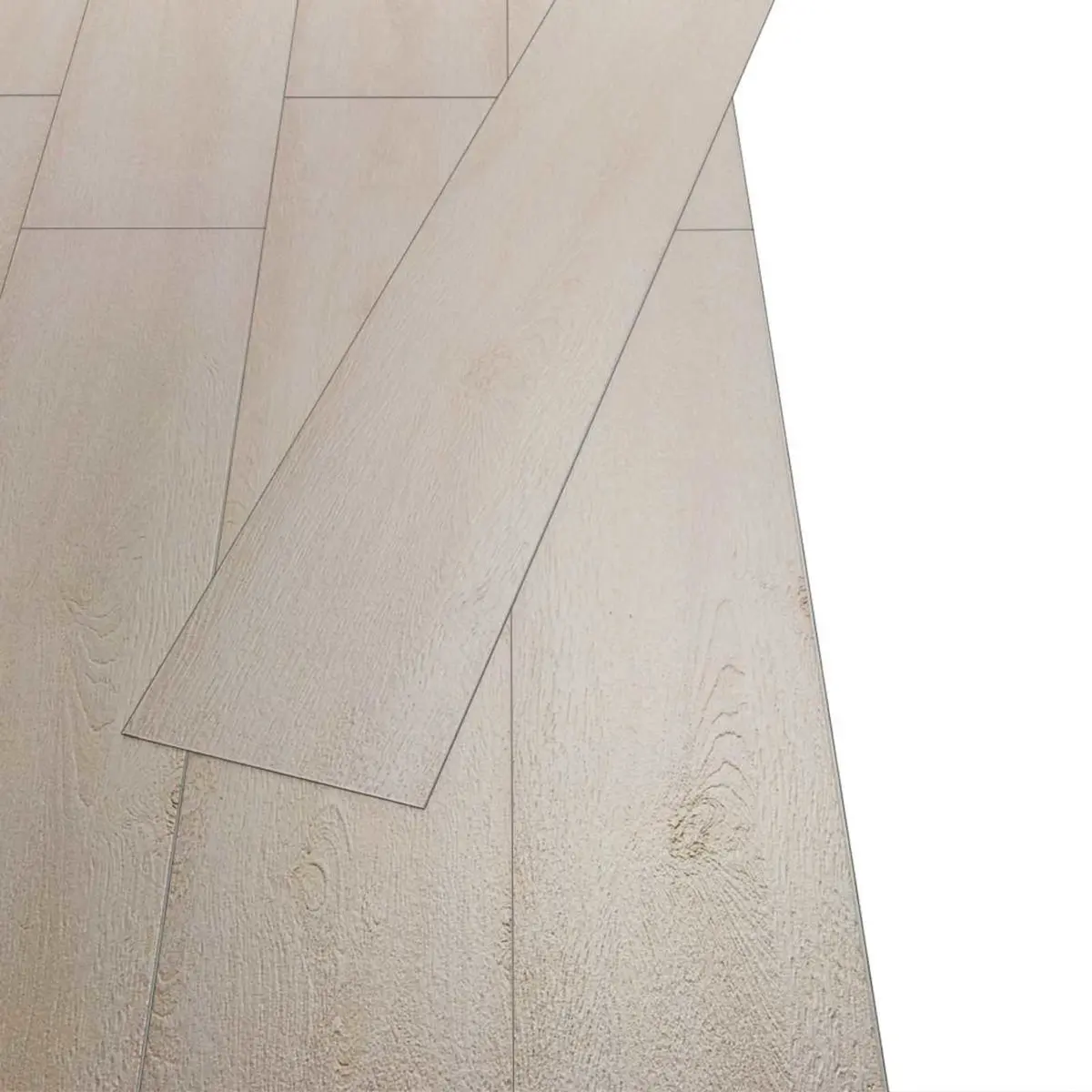 Self-Adhesive PVC Flooring Planks Indoor Use White 18 Pieces