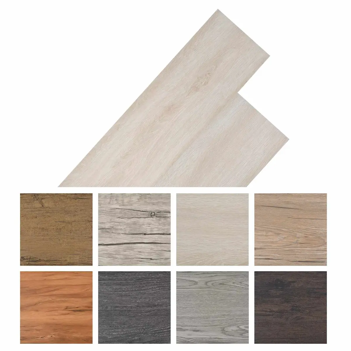Self-Adhesive PVC Flooring Planks Indoor Use White 18 Pieces