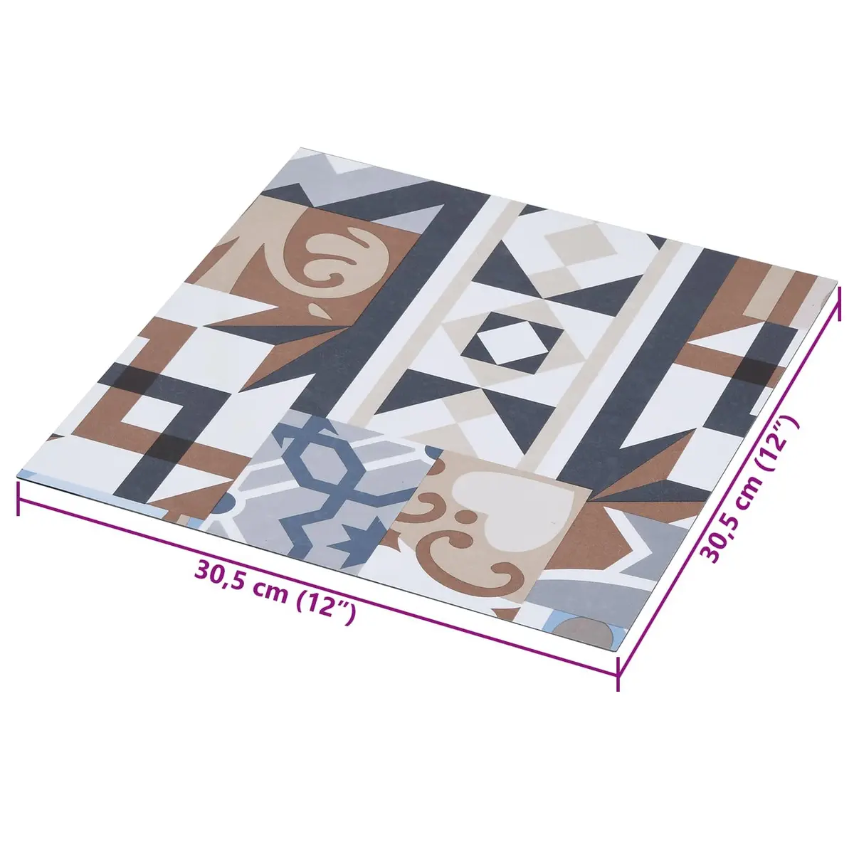 Self-Adhesive Flooring Planks Indoor Use 30.5 x 30.5 cm Mono Pattern PVC Peel Stick Tiles