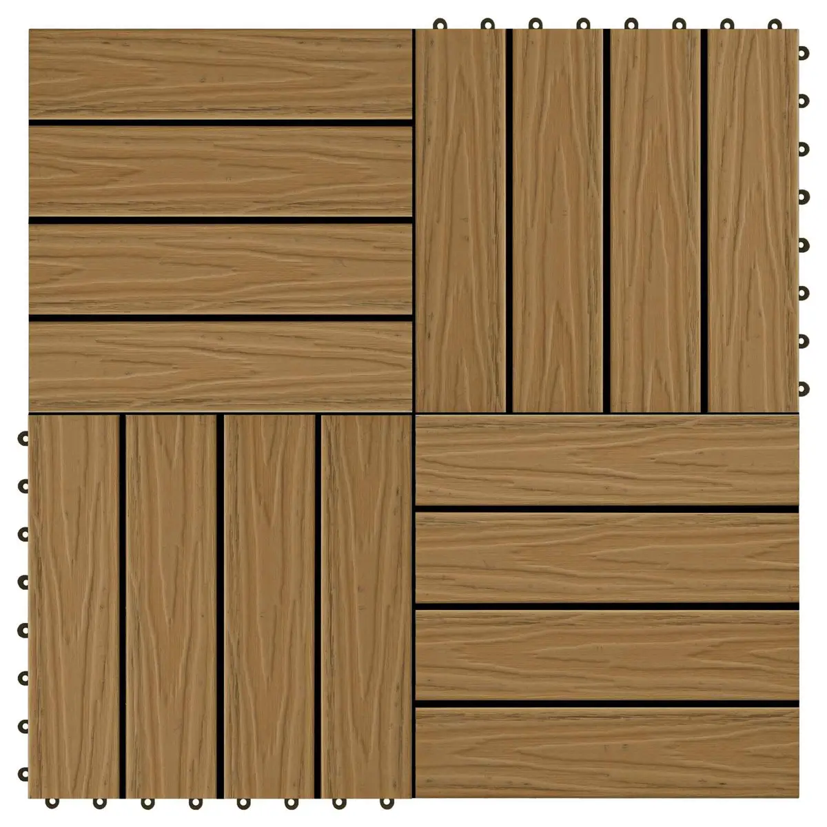 Decking Tile Outdoor Indoor 30 x 30 cm 11 Piece Brown WPC Flooring
