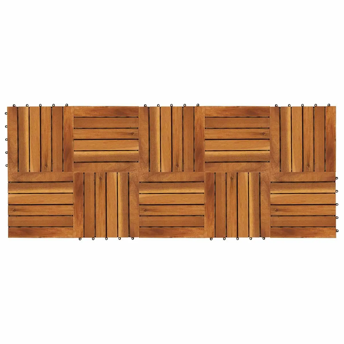 Decking Tile Outdoor 30x30cm Brown Acacia Wood Interlocking 10 Piece