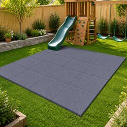 Fall Protection Tiles 6 pcs Grey 50 x 50 cm Outdoor Garden Play Area Rubber