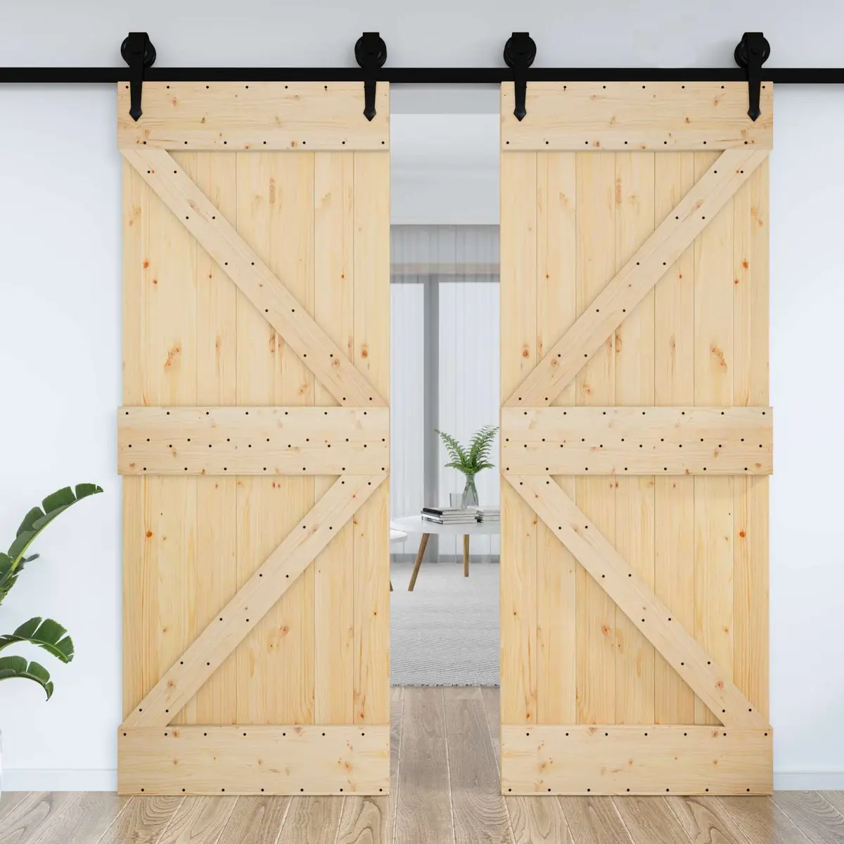 Solid Pine Wood Interior Door 85 x 210 cm Modern Minimalist Design Natural