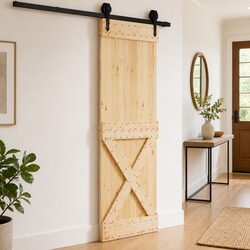 Solid Pine Wood Interior Door Natural Wood Modern Design 80 x 210 cm