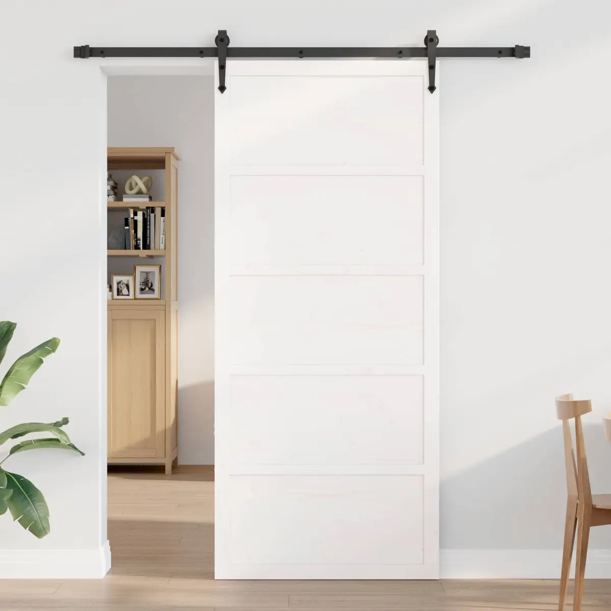 Sliding Barn Door Interior White Solid Pine Wood 100 x 208 cm