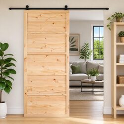 80cm Dimensions Rustic Sliding Barn Door, Solid Pine