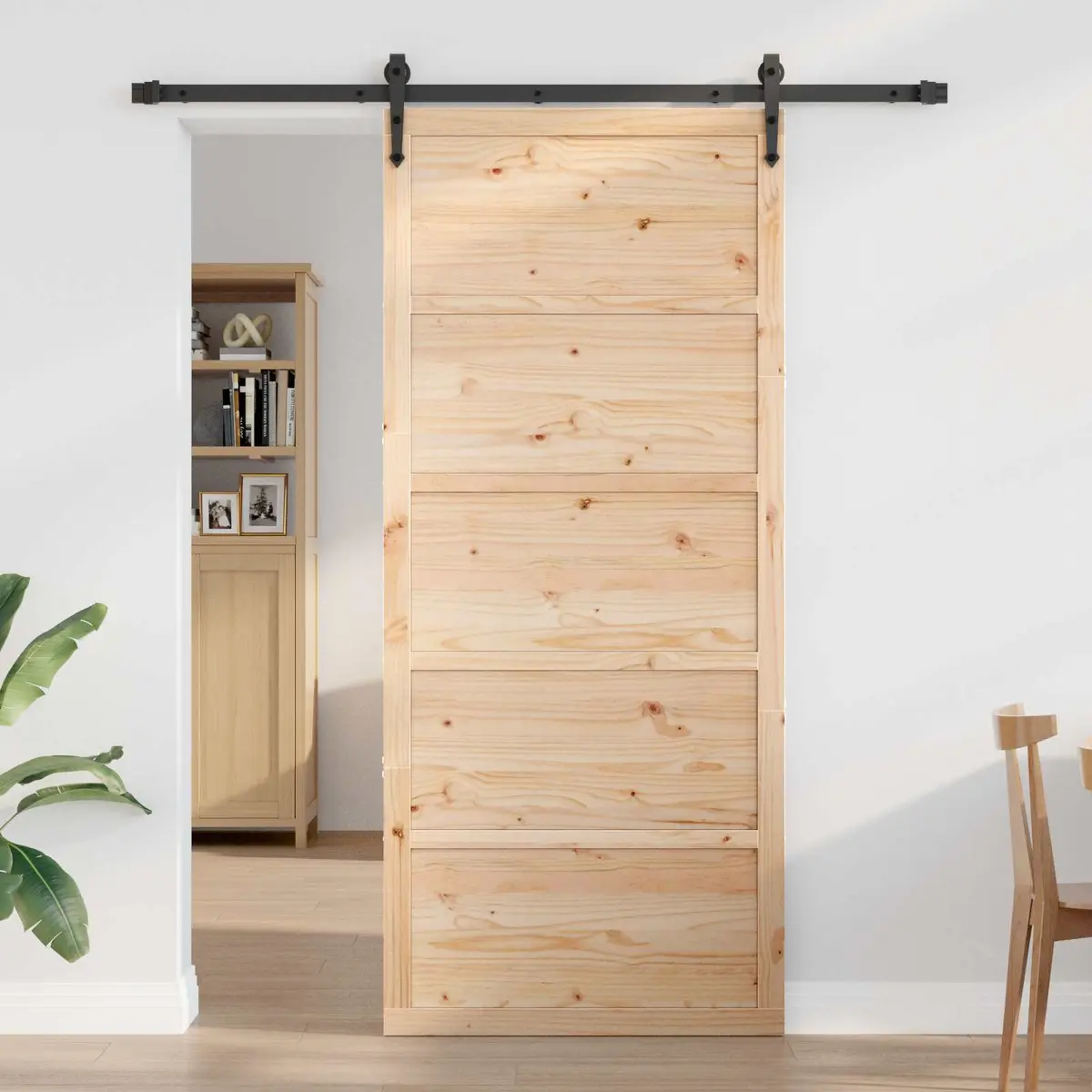 Barn Door Sliding 80cm Solid Pine Wood Rustic Interior Space-Saving Home
