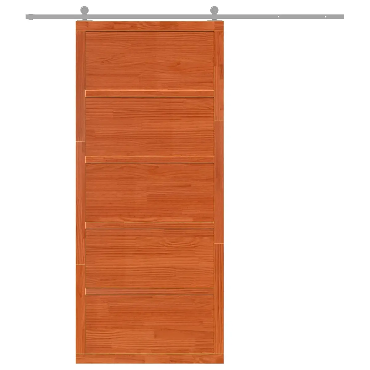 Barn Door Sliding Interior Space-Saving 80cm Brown Solid Pine Wood