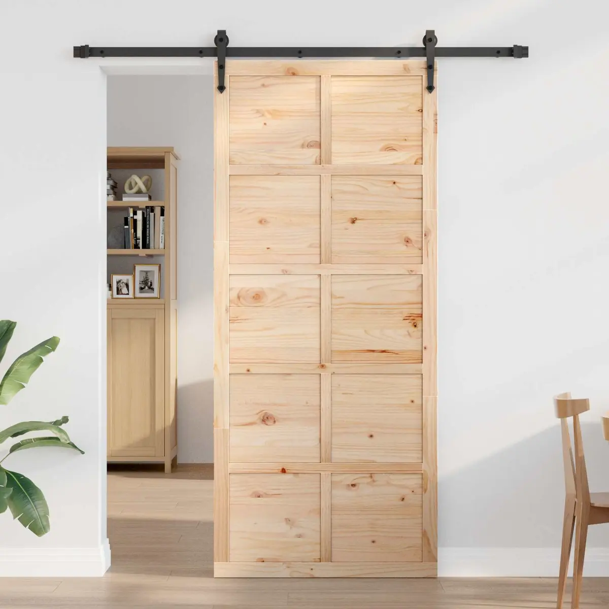 Solid Pine Wood Sliding Barn Door 100x208cm