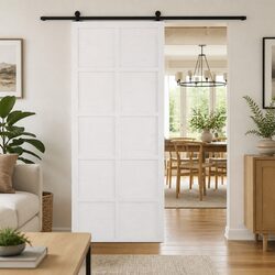 Barn Door Sliding White Solid Pine Wood Interior Space-Saving Rustic 100x208cm