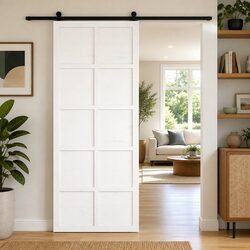 Solid Pine Wood Barn Door Dimensions: 90 x 208 cm, White