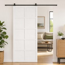 Barn Door Sliding White Solid Pine Wood Interior Space Saving Modern Rustic