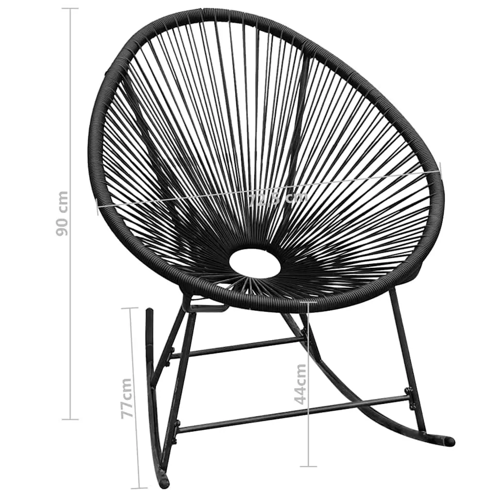Outdoor Rocking Chair for Patio Garden Black Oval Size