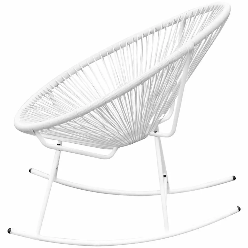 Outdoor Rocking Chair for Patio Garden White Poly Rattan Oval