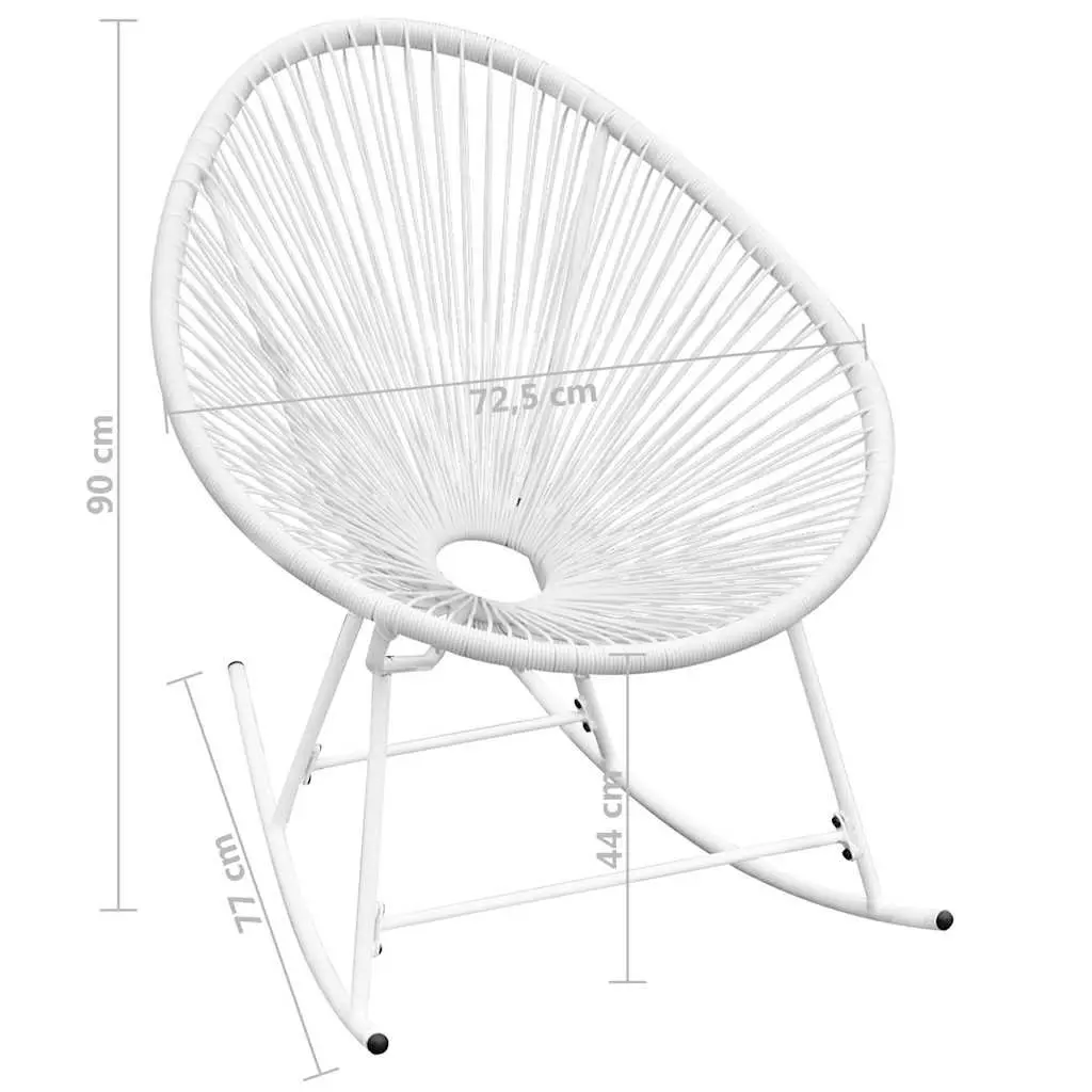 Outdoor Rocking Chair for Patio Garden White Poly Rattan Oval