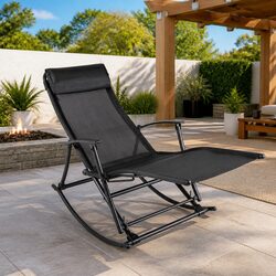 Specifications of the Black Steel Folding Rocking Chair