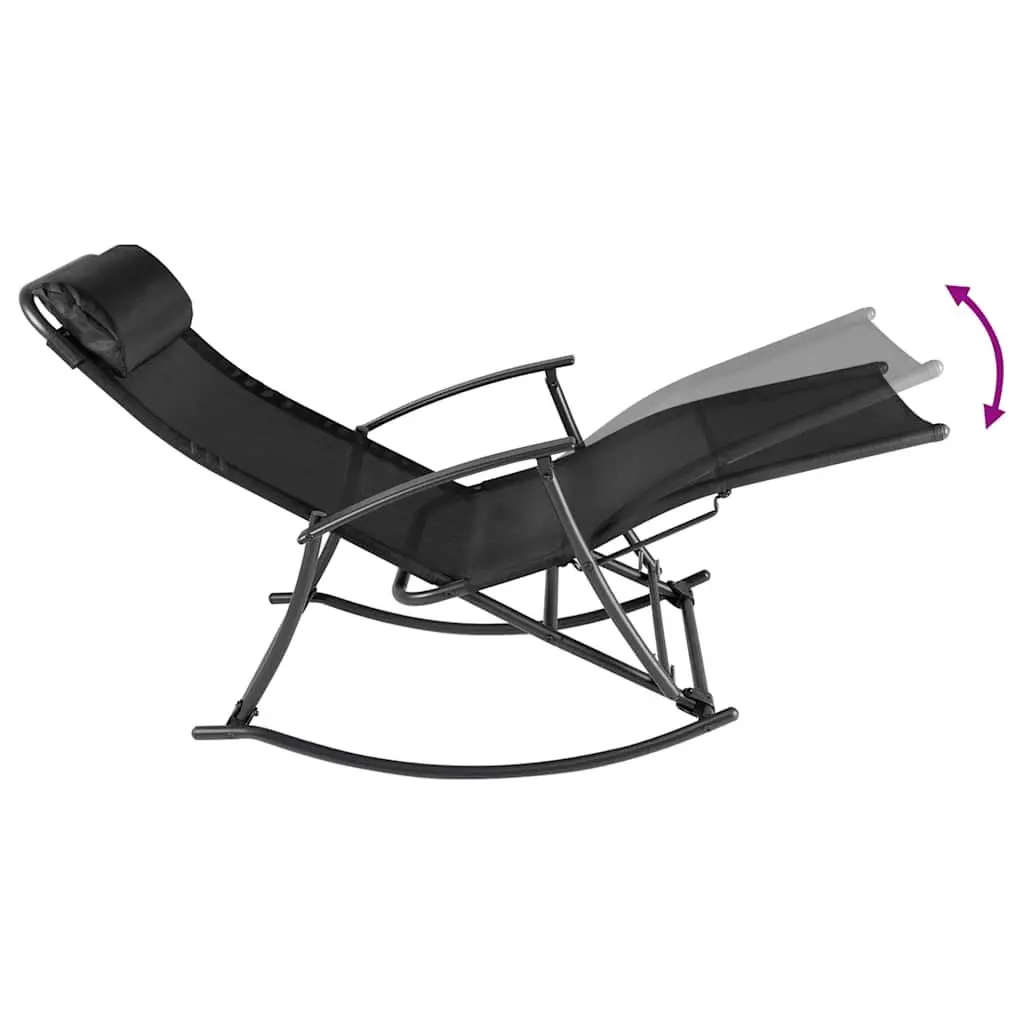 Black Steel Folding Rocking Chair