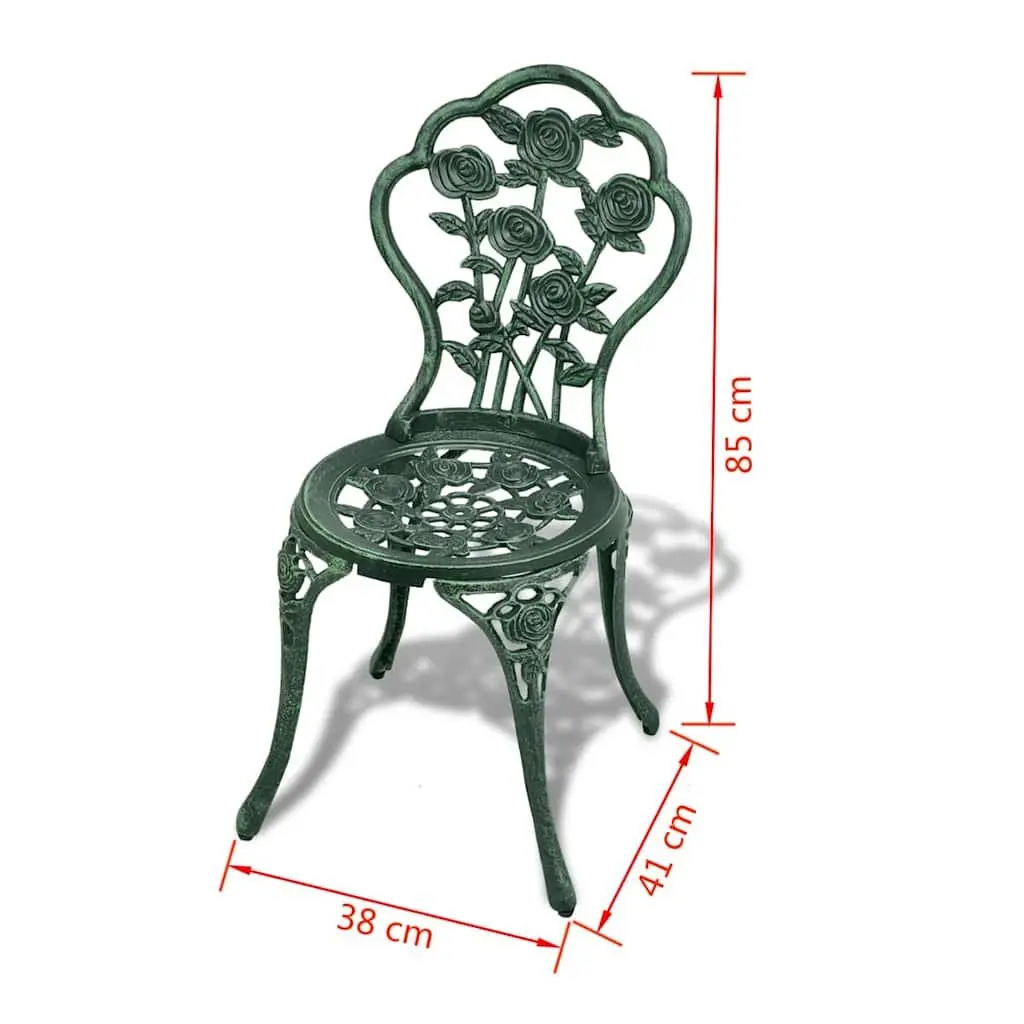 Bistro Set Outdoor Garden Patio 3 Piece Round Table 2 Chairs Green
