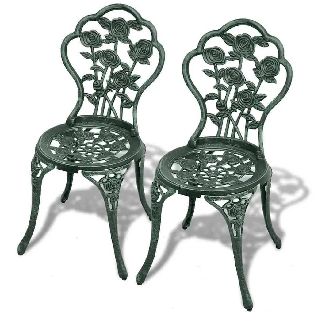 Bistro Set Outdoor Garden Patio 3 Piece Round Table 2 Chairs Green