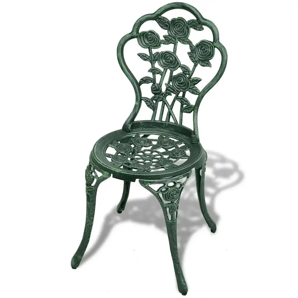 Bistro Set Outdoor Garden Patio 3 Piece Round Table 2 Chairs Green