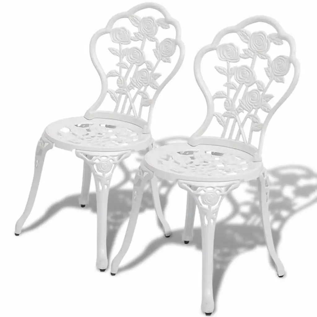 3 Piece Bistro Set Round Table 2 Chairs Garden Patio Outdoor Furniture White