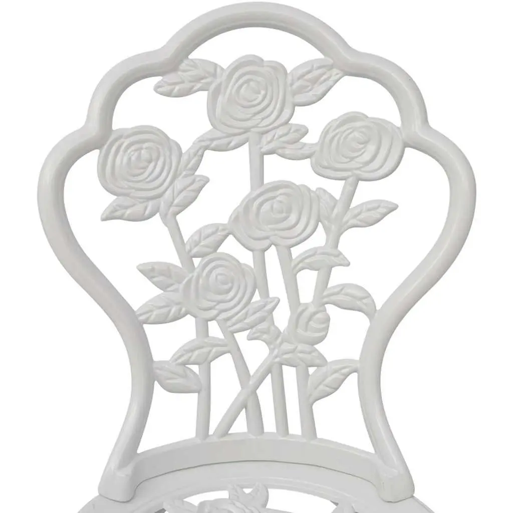 3 Piece Bistro Set Round Table 2 Chairs Garden Patio Outdoor Furniture White
